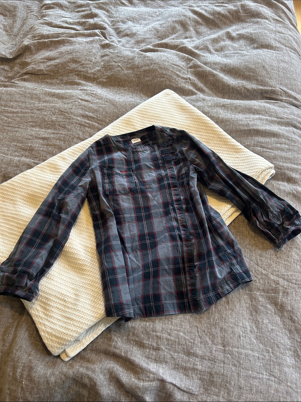 Boy's Navy Plaid Button-Down Shirt
